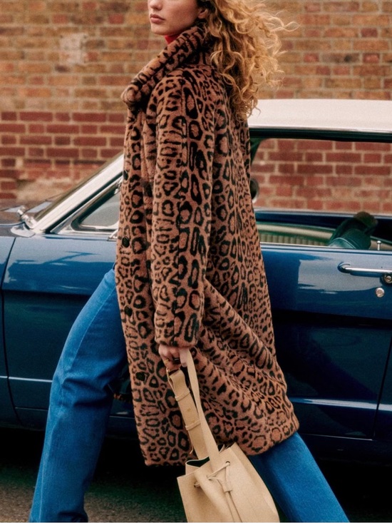 Sezane Jackets & Blazers - Sézane Rare Manteau Lenzo Leopard Faux Fur Funnel Neck Coat